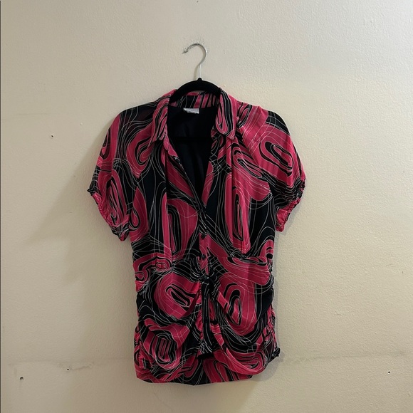 Worthington Pink and Black Swirl Blouse - Picture 1 of 8